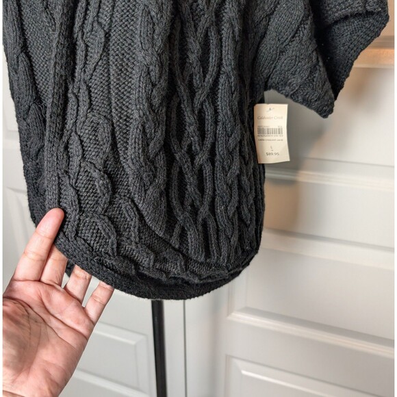 NWT Coldwater Creek Size L (14) Open Drape Black Cardigan Cable Knit Sweater $90 - Picture 8 of 11